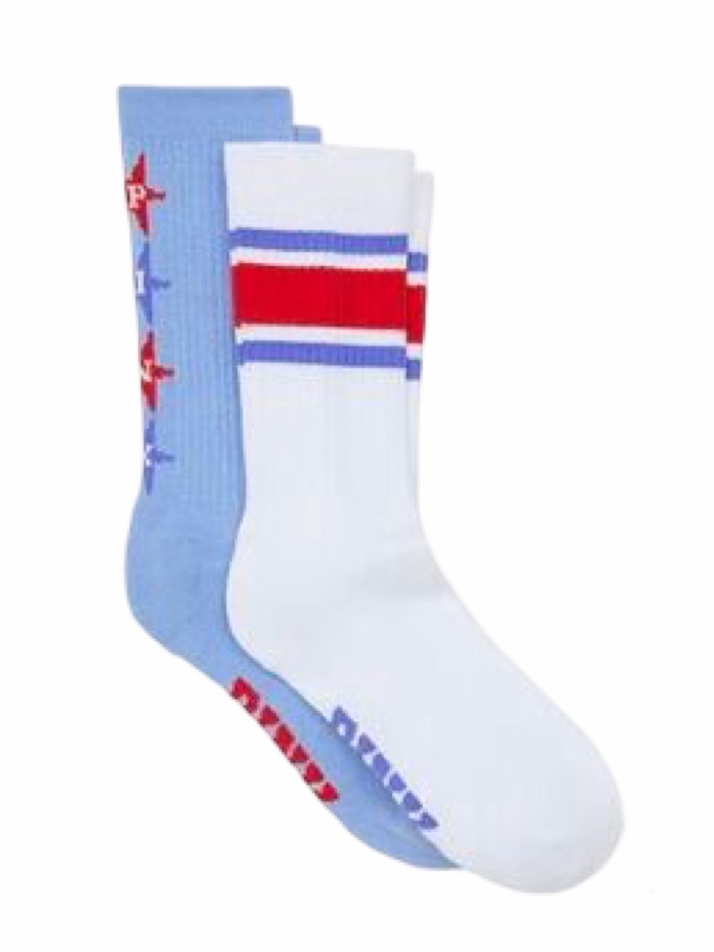 Victoria’s Secret PINK 2-Pack Red White Blue Theme Crew Socks - One Size